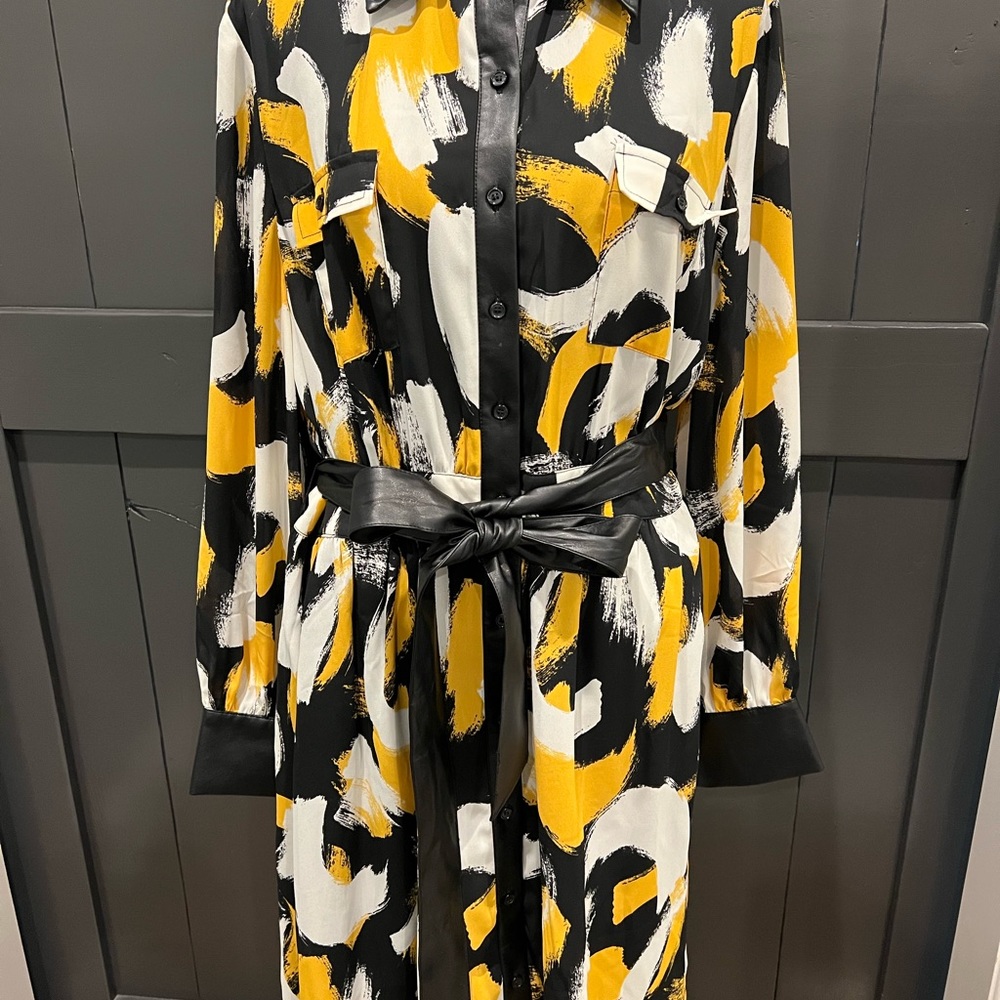 NWT New York & Company Printed Button-Down Shirtdress Sz XL - Picture 2 of 10